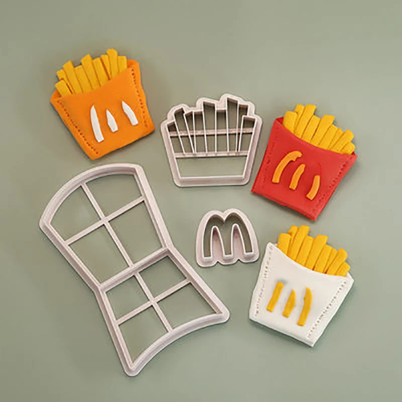 

3D French Fries Foods Cookie Molds Cupcake Topper Fondant Mold Cake Decorating Tools Candy Clay Chocolate Kitchen Baking Stamps