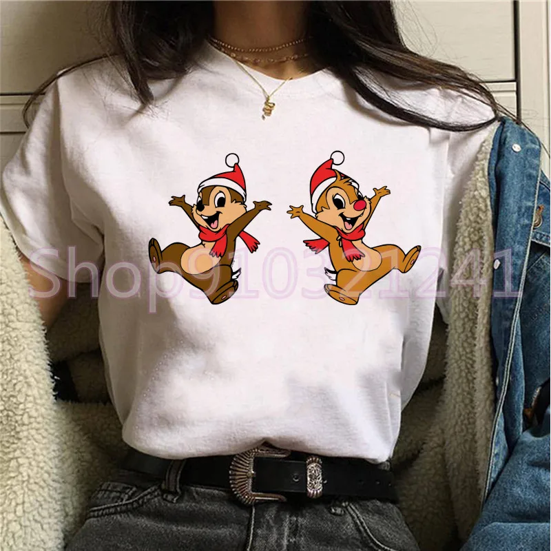 Футболка с Рождеством новая модная одежда Чип и Дейл кавайные подарочные топы