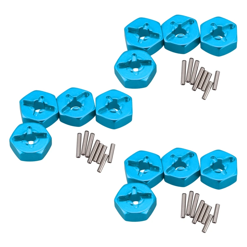 2023 Hot-3X Aluminum Alloy 12Mm Combiner Wheel Hub Hex Adapter Upgrades For Wltoys 144001 1/14 RC Car Spare Parts,Blue