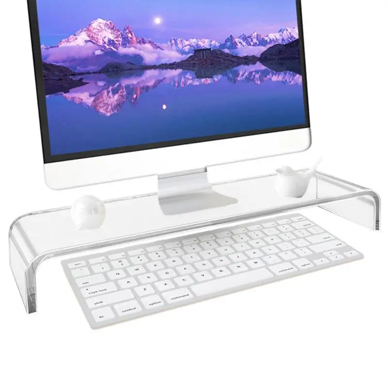 

Desktop Acrylic Shelf Computer Desk Clear Monitor Shelf Accessories Space-Saving Clear Monitor Riser For Home Office Desktop And