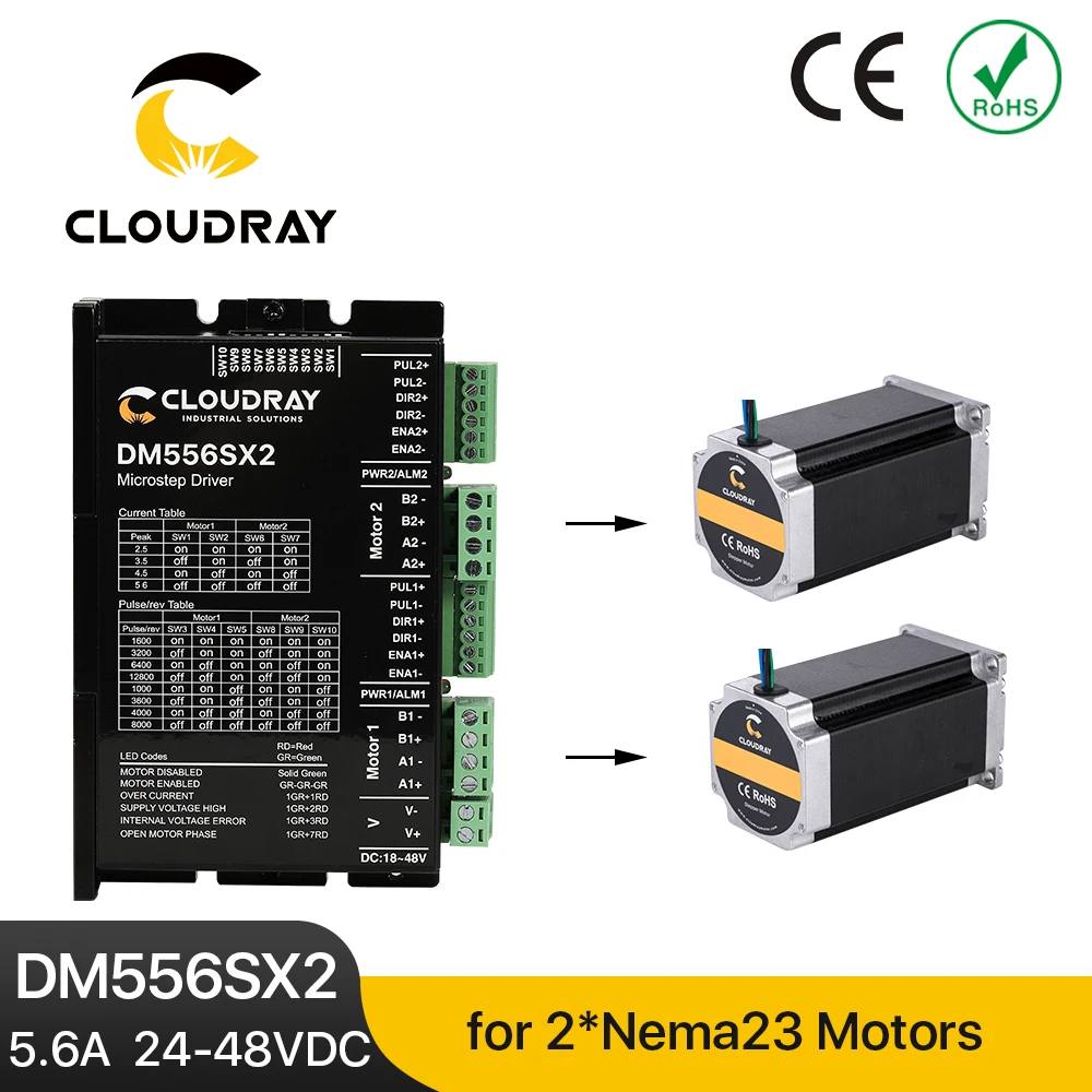 Драйвер шагового двигателя Cloudray Nema 23/24 DM556SX2 а 24 ~ 48 В постоянного тока для 2 шт.
