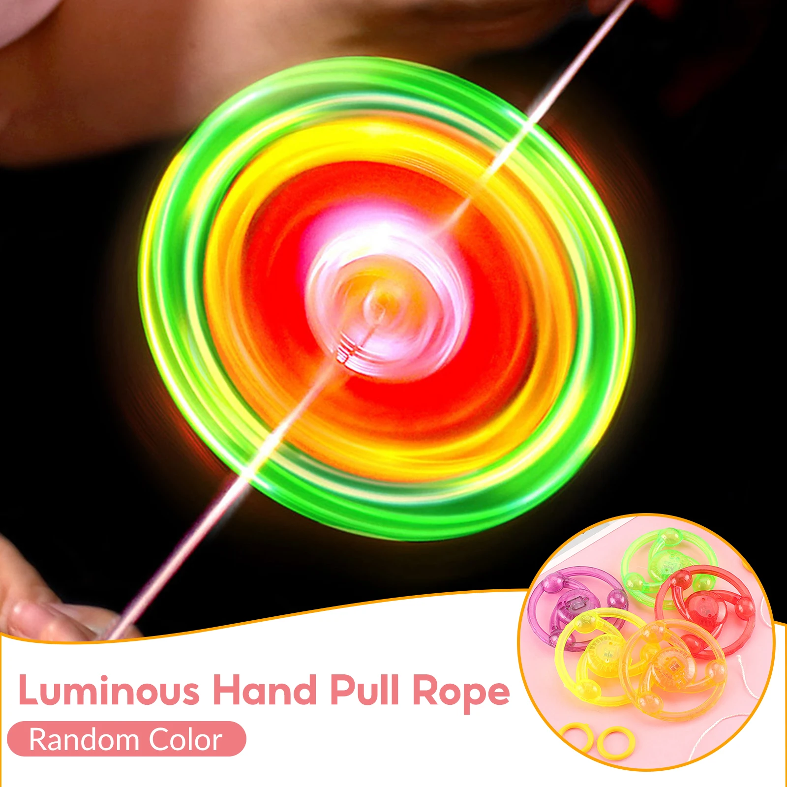 

Led Luminous Hand Pull Rope Flywheel Flashing Glow Rotating Wheel Novelty Toy for Children Favor Party Toys Kids gifts