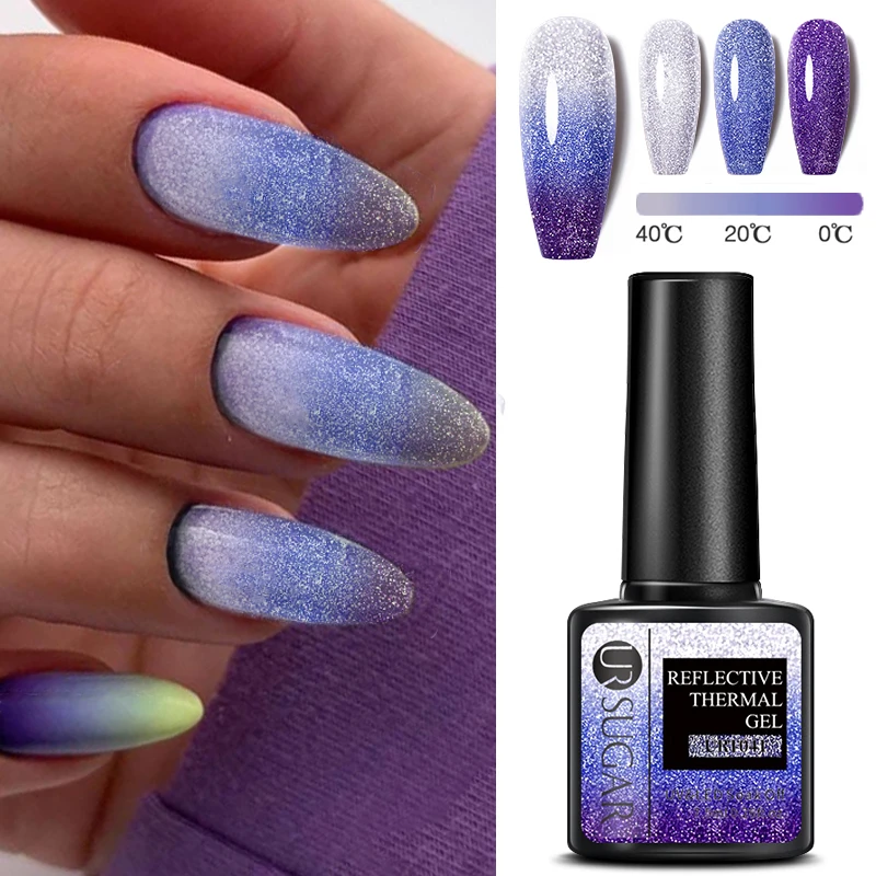 

UR SUGAR 7.5ml Dark Purple Reflective Thermal Nail Gel Polish Temperature Changing Gel Soak Off UV Led Varnish Nail Art Manicure