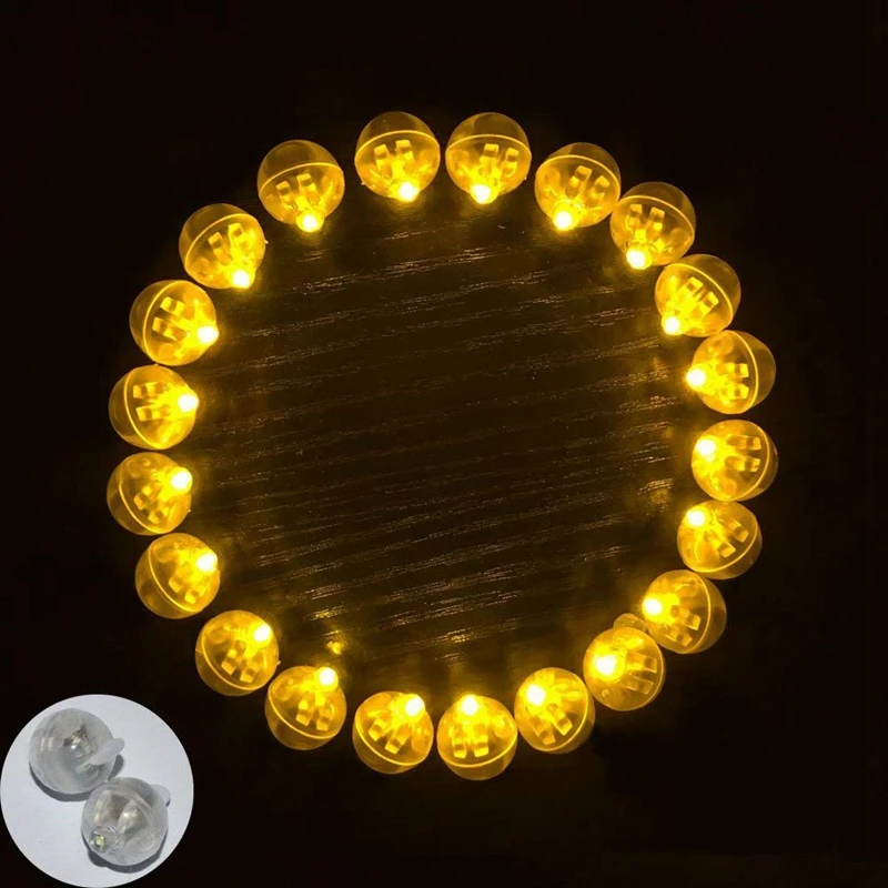 Buy 200Pcs/Lot 100 X Round LED Flash Ball Lamp Balloon Light Long Standby Time For Paper Lantern Yellow on