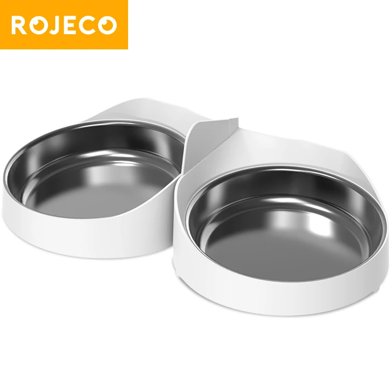 

ROJECO Only Stainless Steel Double Bowl Accessory For 4L Automatic Pet Feeder Cat Food Dispenser Button & WIFI Version NO Feeder