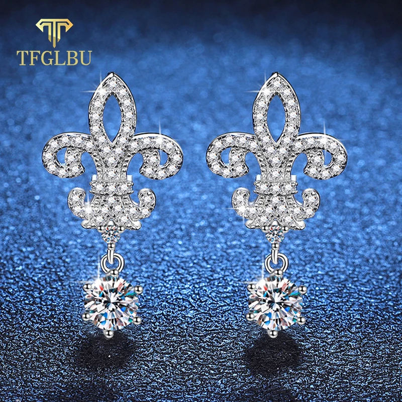 

TFGLBU 1CTTW 100% GRA Certified Moissanite Drop Earrings for Women Trendy Sparkling Diamond Solid S925 Silver Bride Ear Jewelry