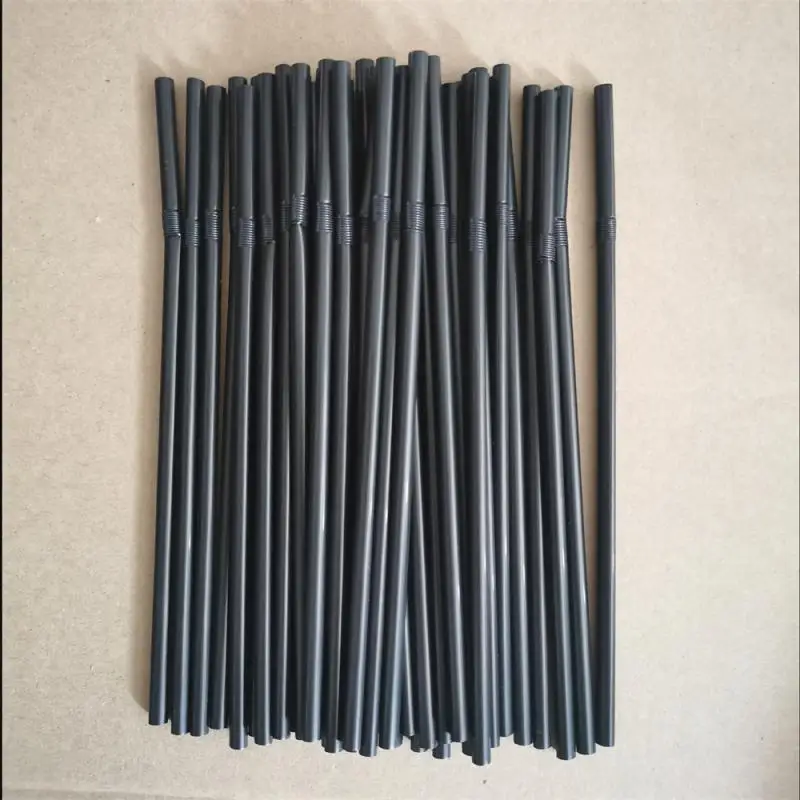 

Black Plastic Straws Drinking Disposable Rietjes 21cm Long Flexible Cocktail Straw For Kitchen Beverage Accessories
