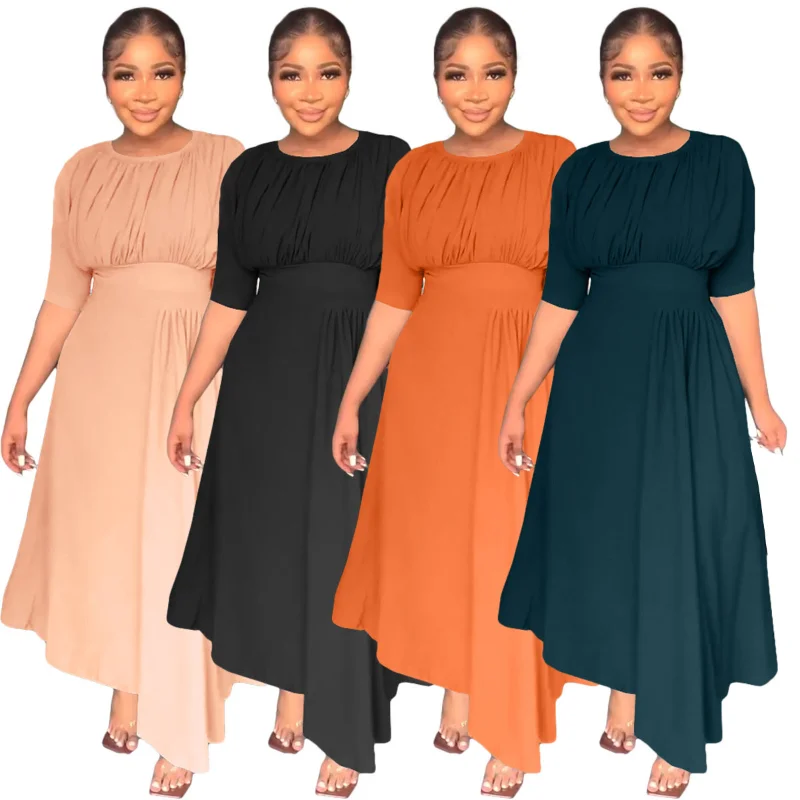 

Винтажное асимметричное платье-макси WUHE с широкой юбкой, рукавом до локтя, Женская пикантная туника с завышенной талией и драпировкой на мо...