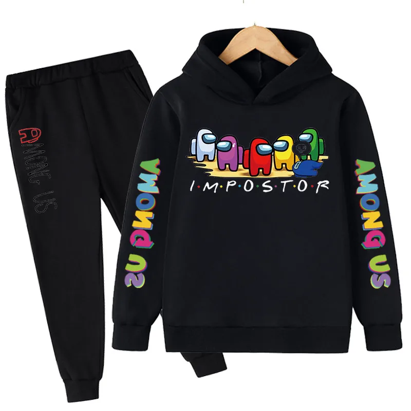 

Новинка 2022, комплекты одежды для мальчиков из США, толстовка с капюшоном и надписью «Game Impostor», комплекты одежды из 2 предметов для маленьких ...