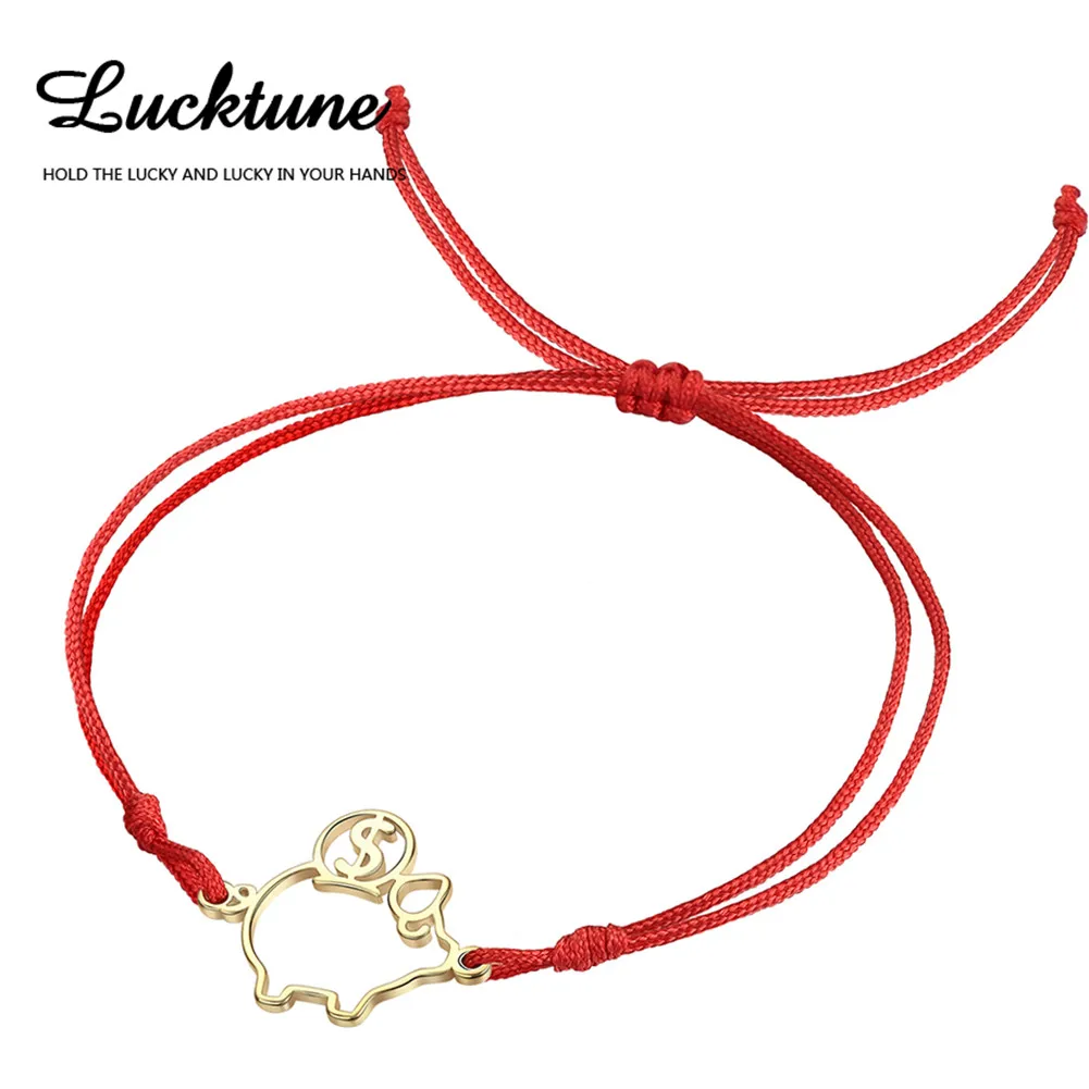 

Lucktune милый счастливый свинья очаровательный браслет женский браслет из нержавеющей стали ручной Плетеный Регулируемый веревочный браслет...