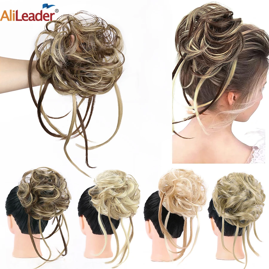 Alileader Synthetic Large Hair Bun Chignon With Rubber Band For Women Curly Hair Chignon Expandable Hair Bun Claw Hair Extension