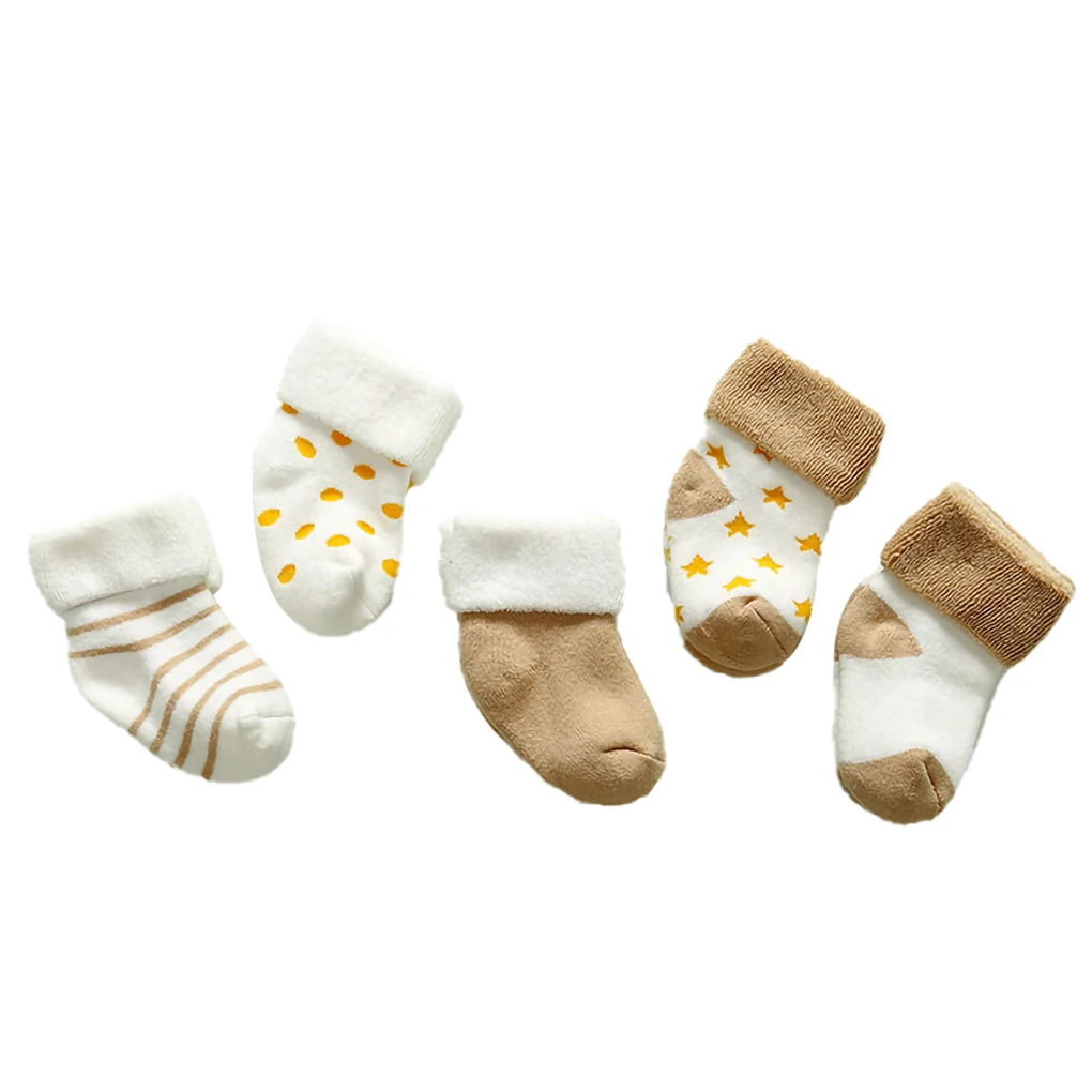 

5 Pair Baby Cotton Socks Set Newborn Infant Cartoon Baby Boys Girls Socks Warm-keeping Cotton Socks With Elastic Opening