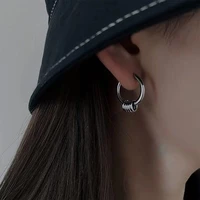1pcs punk rock titanium steel hoop earrings for men women tassel rings earrings hoops hip hop streetwear jewelry wholesale gift