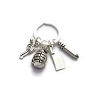 zombie handguns grenades kitchen knives bullets keyring keychain charms women jewelry accessories pendant gifts fashion
