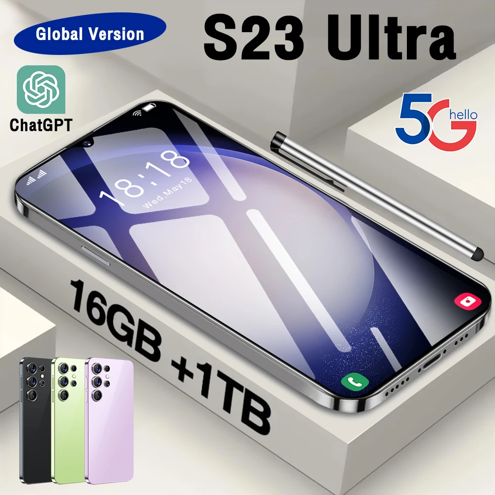 

New phone 5G 7.3" Snapdragon 8 gen2 Android Cellphones Unlocked 7800mAh 16GB+1TB Telefone Global Version Mobile