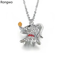 rongwo nightmare before christmas ghost pendant necklaces crystal inlaid luxury quality jewelry accessories necklace for women