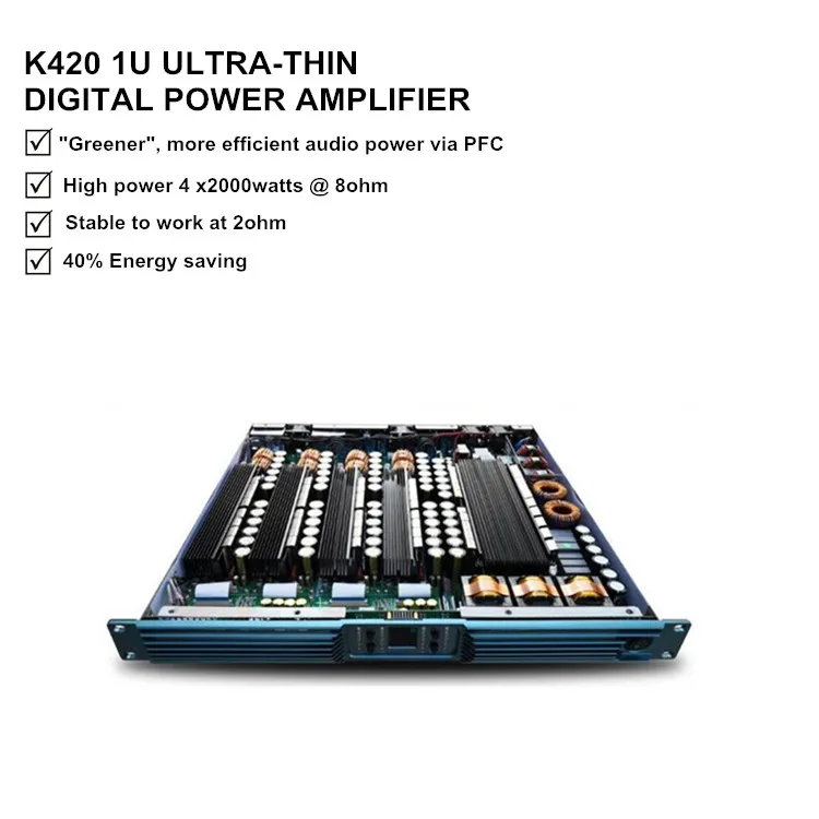 Фото Усилитель мощности K420 High Power 2000W 4-канальный 1U класса D для сабвуфера PA №3