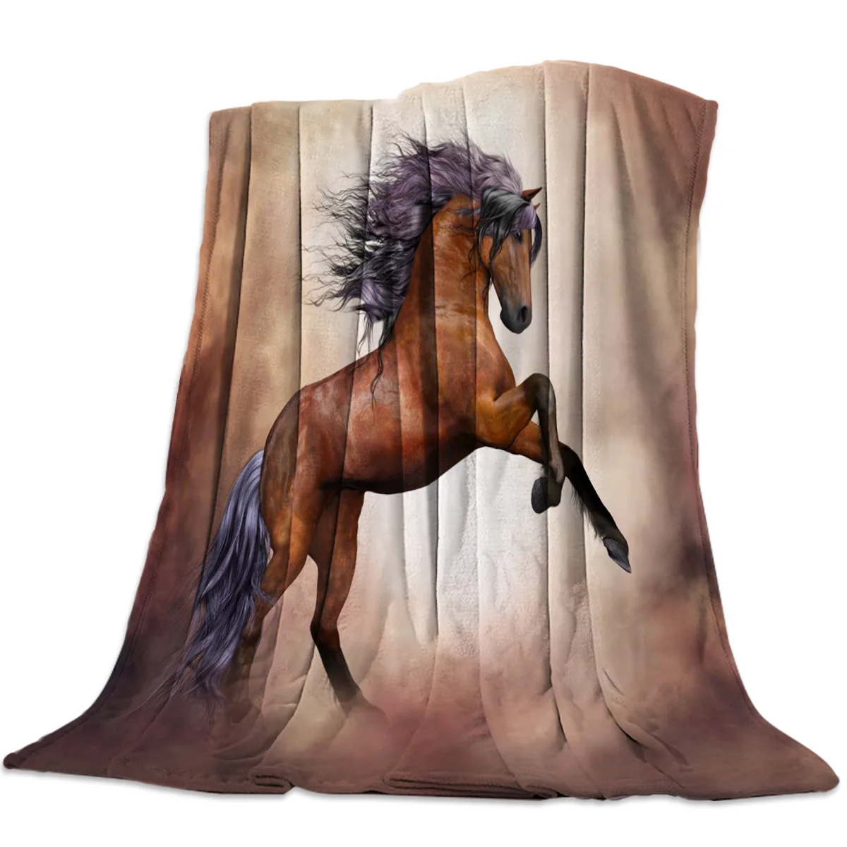 

Galloping Horse Brown Animal Warm Blanket Office Rest Sofa Couch Bedding Cover Bedsheet Student Home Bedspread