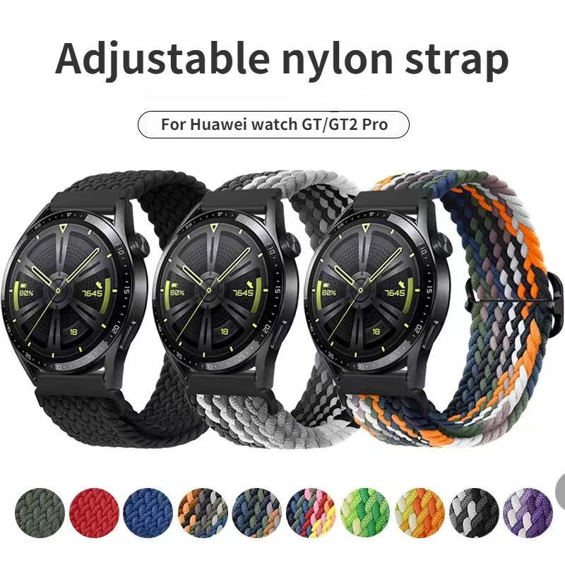 

Ремешок нейлоновый для Huawei watch GT/GT2 Pro Samsung Galaxy watch 3/Gear S3, регулируемый дышащий тканый браслет на запястье для Aamazfit GTR