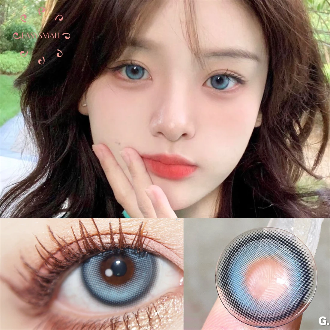 

EASYSMALL Fiji Blue Colored Contact Lenses for Eyes Natural Yearly Contact Lens Big Beauty Pupil Degrees Prescription Myopia