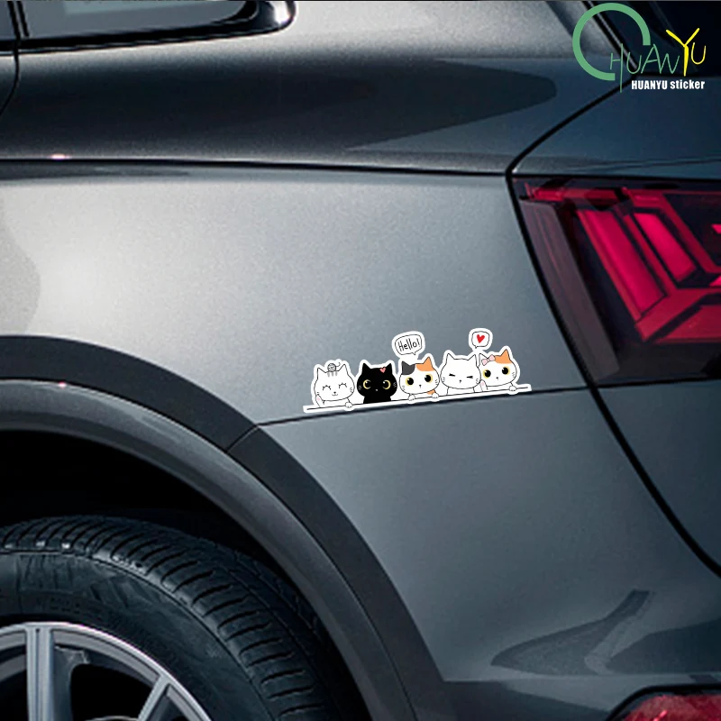 Автомобильная наклейка милый мультяшный Кот виниловые наклейки