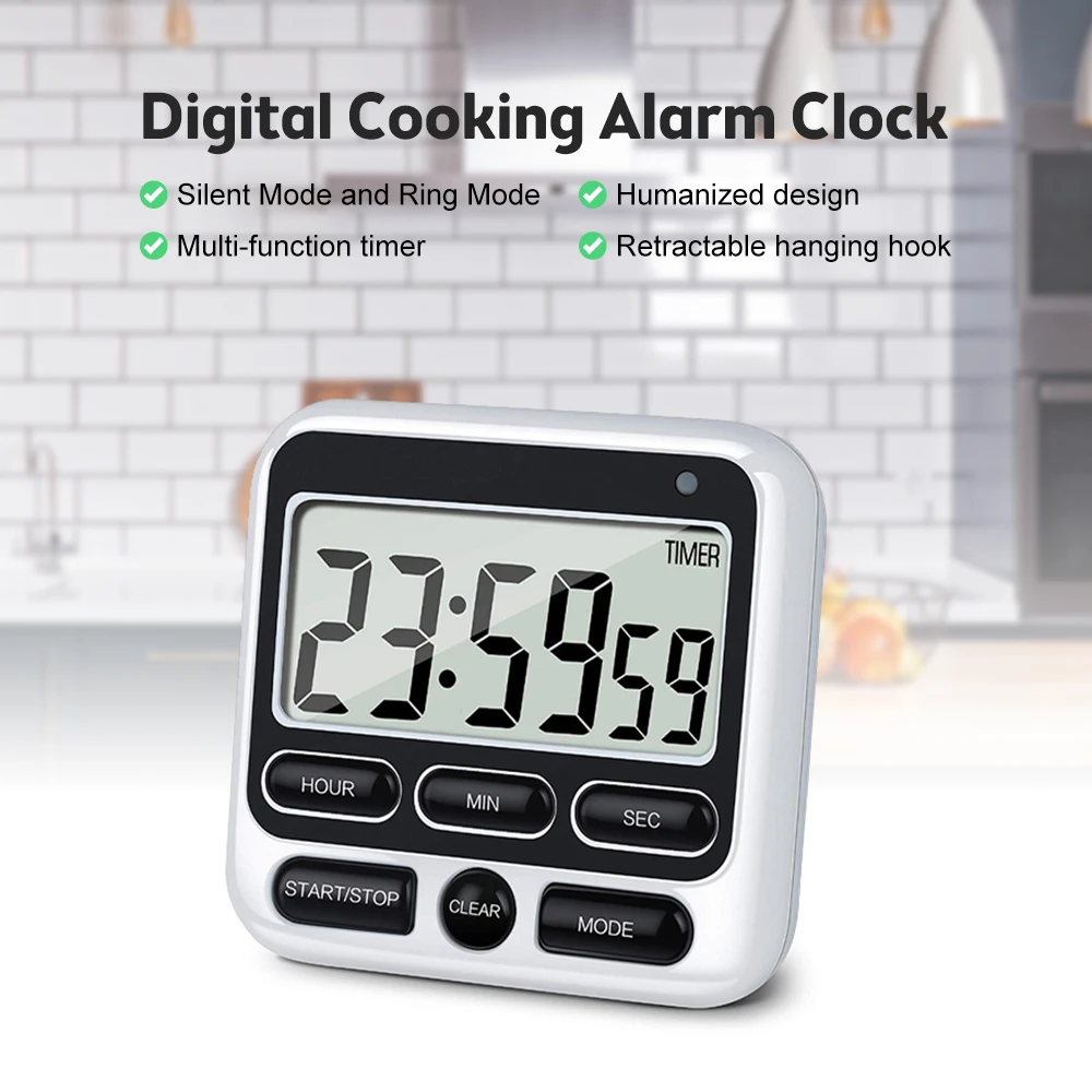 

LCD Digital Kitchen Timer Cooking Baking Alarm Clock Reminder Magnetic Countdown Timer Shower Study Stopwatch Time Manager