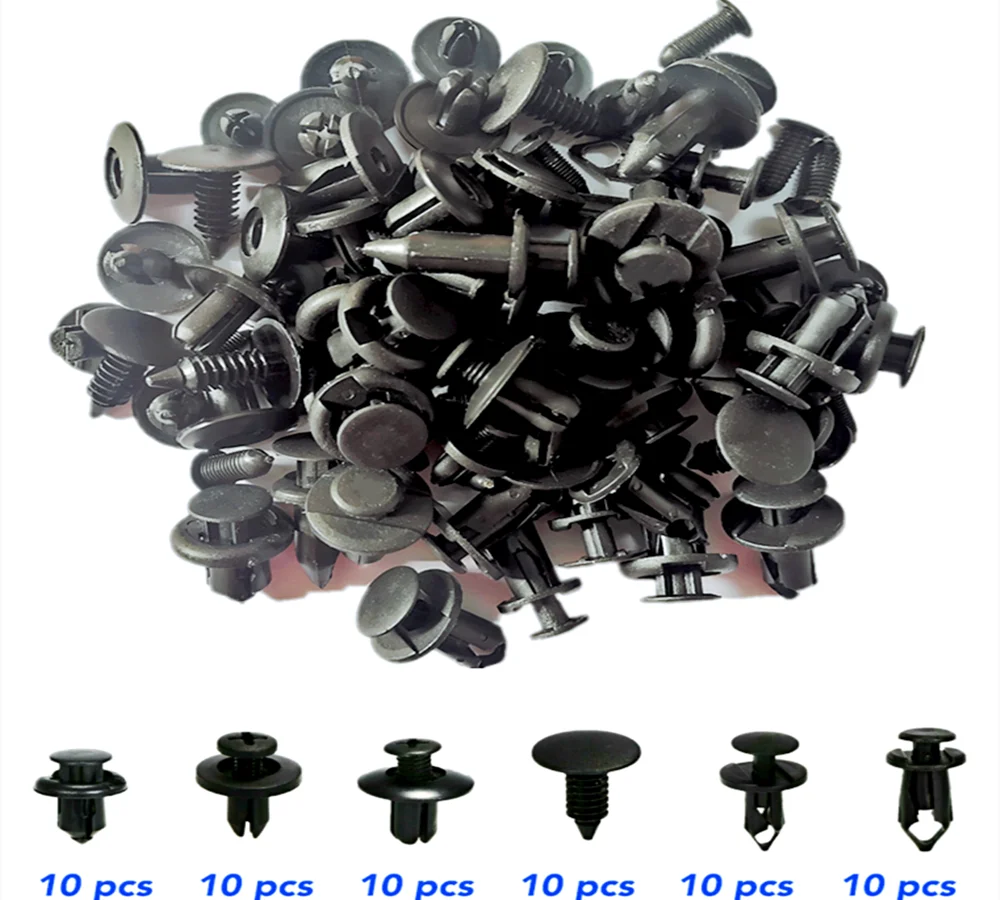 

6 Size 60Pcs Auto Fastener Clips For ford kuga kia sorento mercedes w203 seat ibiza honda crv touran alfa romeo