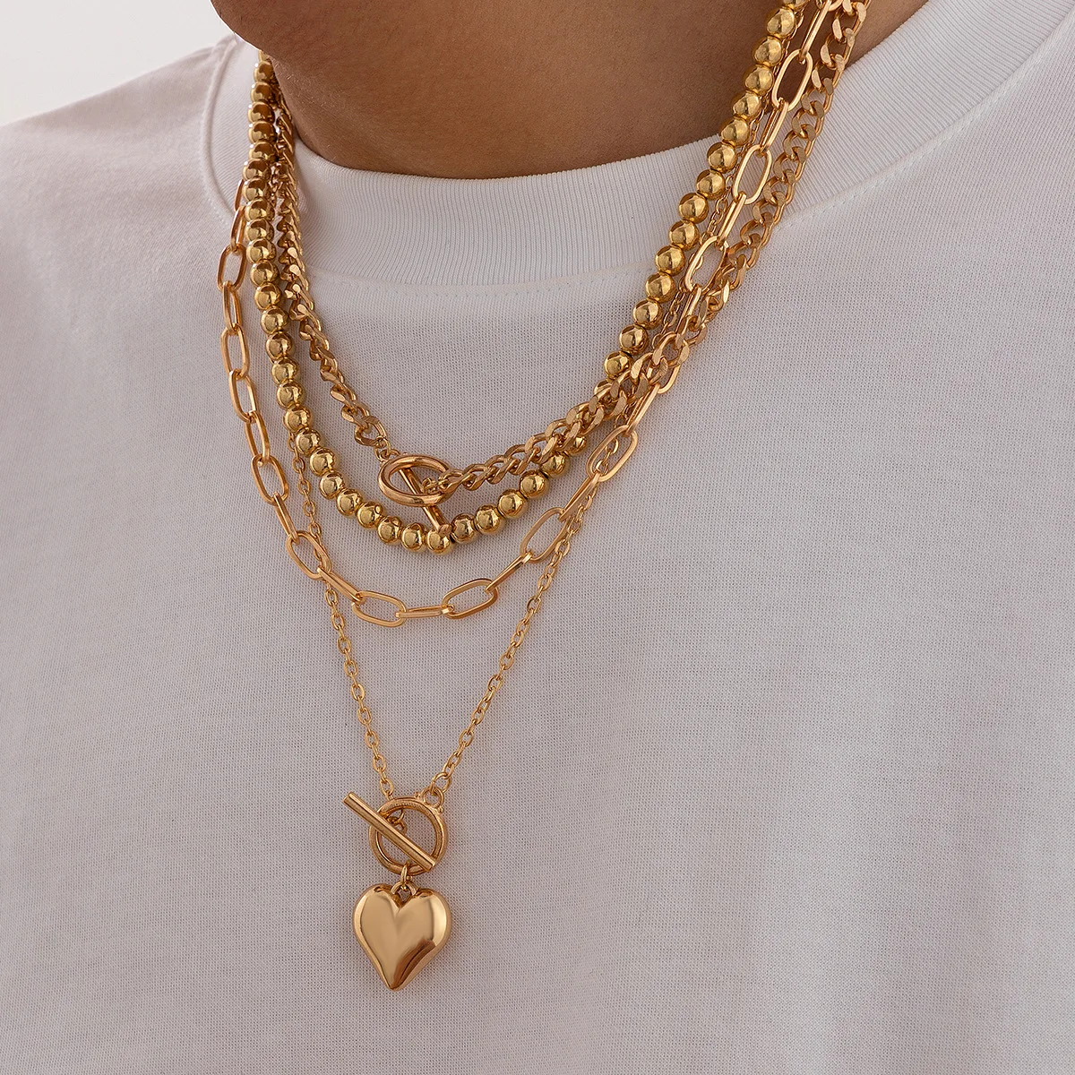 4 шт./компл. модное ожерелье с подвеской в форме сердца CCB металлическая цепочка из