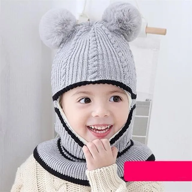 Baby Winter Hat Pompom Children Knitted Hats Baby Girls and Boys Hat with Warm Fleece Lining Hats for Kids 5
