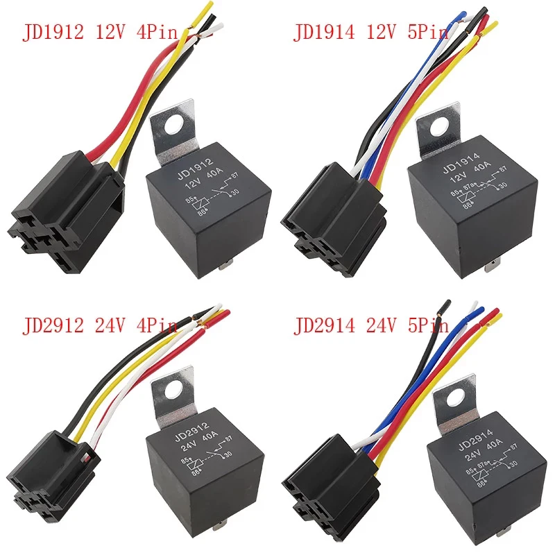 1 шт. JD1912 JD1914 JD2912 JD2914 автомобильное реле 12 В 24 в 40 А 4P 5-контактное