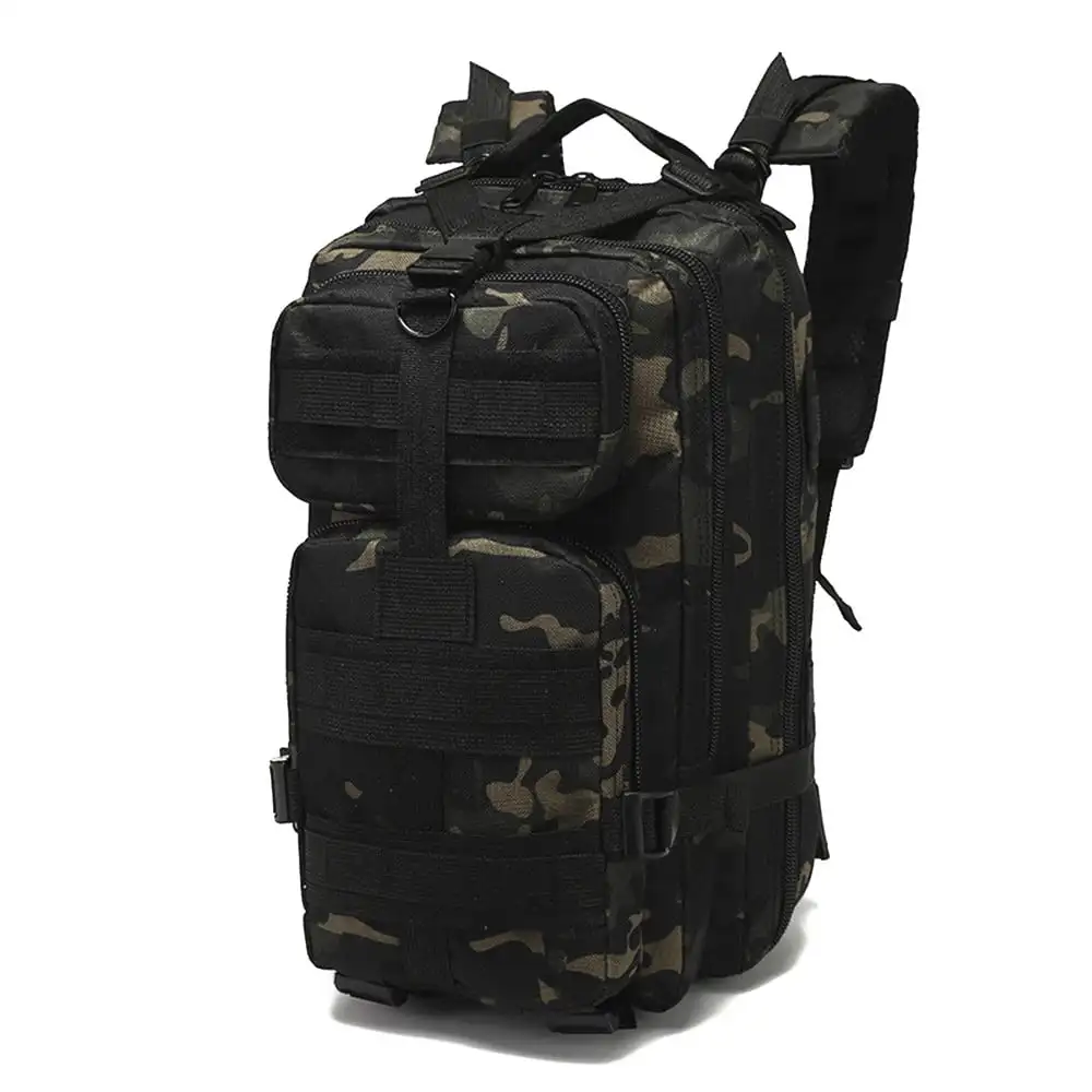 30L Military Tactical Sport Camping Hiking Bag Oxford Nylon Backpack  Climb,Black Camo
