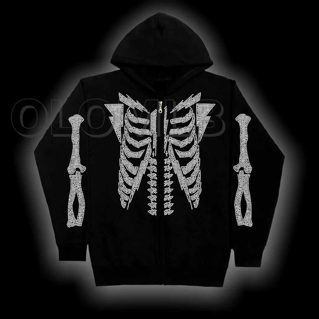 

Y2K Hoodie Clothes Zip Hoodie Jacket Hip Hop Streetwear Women's Sweatshirt rhinestones Graphic Goth Harajuku Grunge Jacket 2022