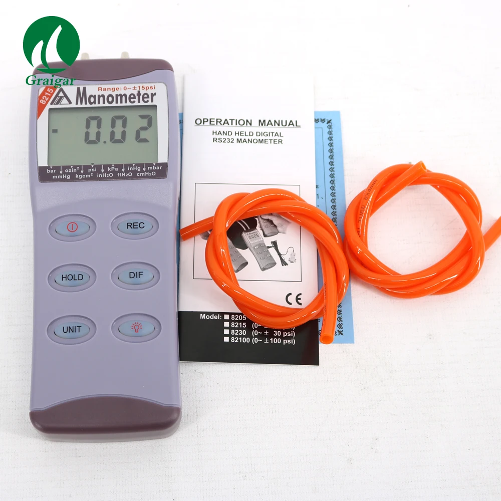 

AZ8215 Digital Vacuum Manometer 15psi Differential Pressure Instrument Meter 100KPa az-8215