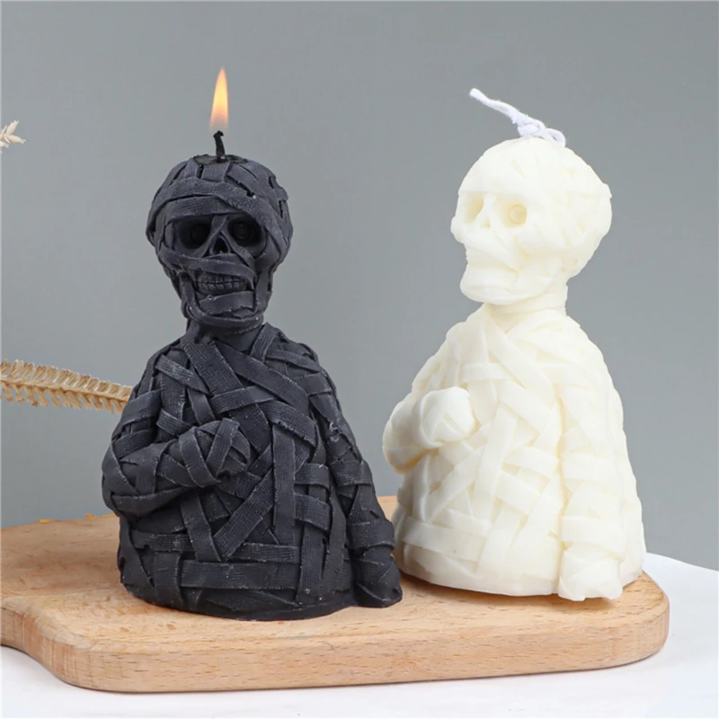 

L21E 3D Bandage Skull Head Silicone Mold Candle Plaster Handmade Mould for DIY Aromatherapy Soap Plaster Epoxy Resin Moulds