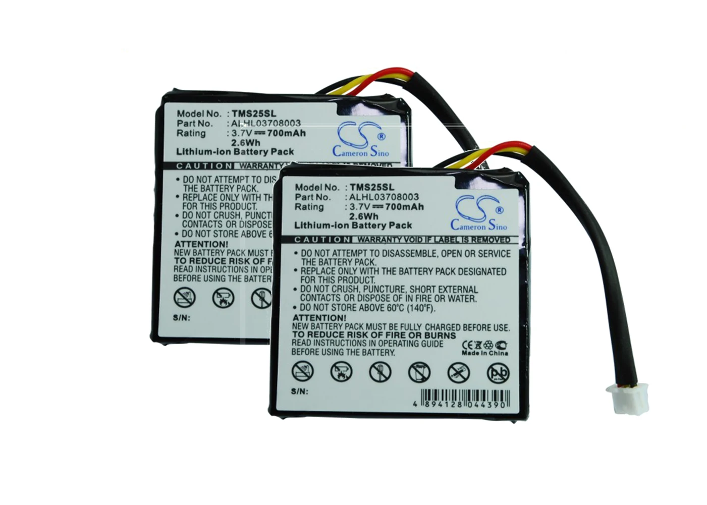 

2pack 700mA Battery for TomTom 4EN.001.02, 4EN42, 4EN52, 4EV42, 4EV52, Star 20, Star 25 ALHL03708003