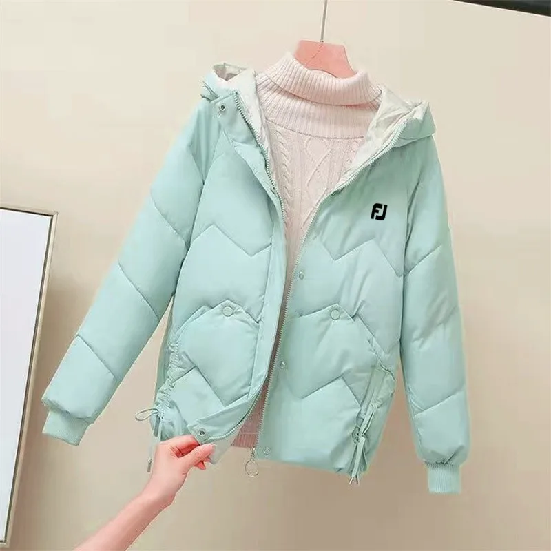 

2022 New Women's Golf Clothing Hooded Jackets Korean Fashion Sports Ladies Down Cotton Golf Wear Winter Thicken Warm Windbreaker