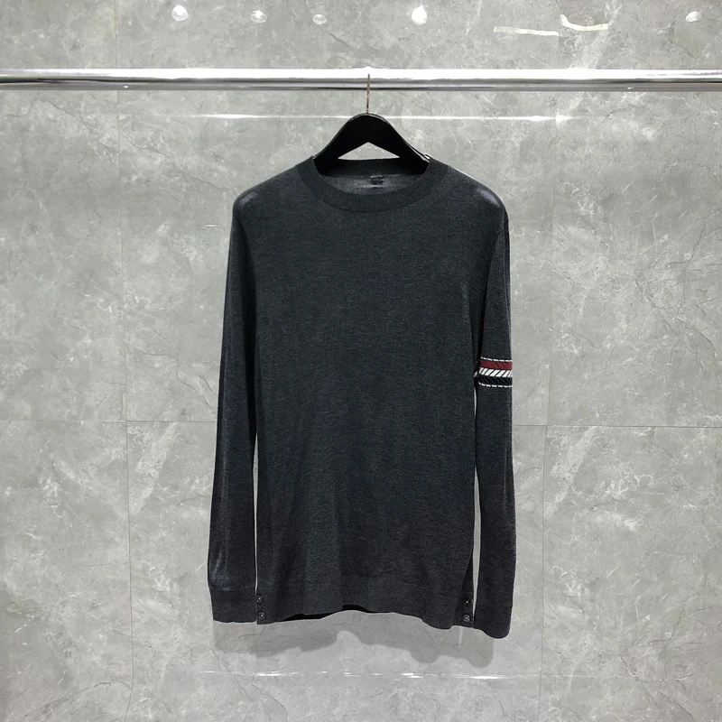 THOM Men Pullover Sleeve RWB Striped Design Warm Knit Sweater Solid Color Fashion Brand Loose Casual Women Sweatshirts