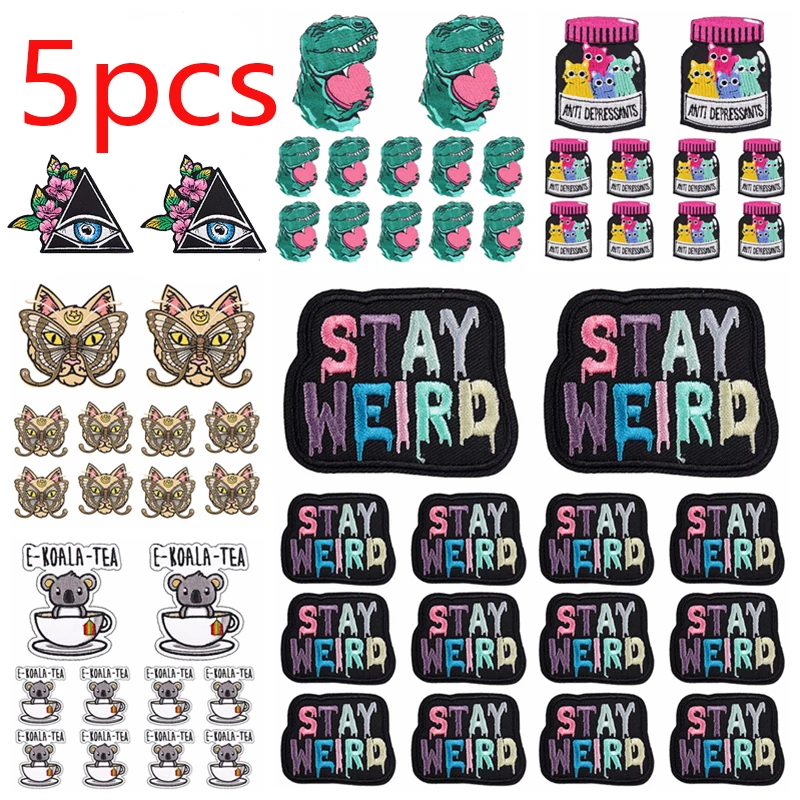 5PCS/lots Cartoon Embroidery Patch Anilam Dinosaur Lion Iron On Patches For Clothing DIY Embroidered Clothes Jackets