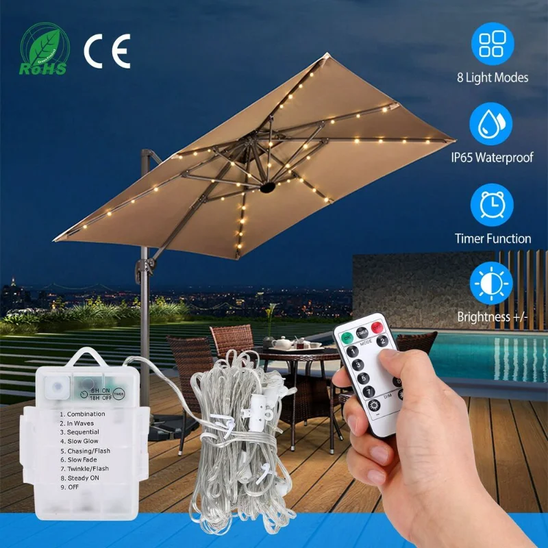 

[Flash Deal]Patio Umbrella String Lights 8 Lighting Mode 104 LED Lights with Remote Control[US Stock]