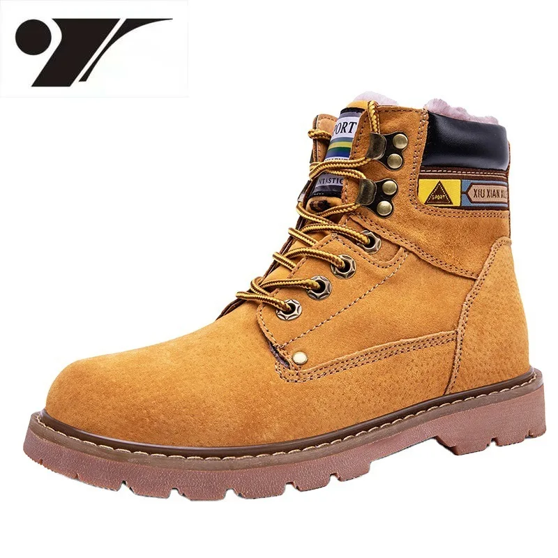 

Модные зимние ботинки из натуральной кожи, удобные ботинки Dr. Martens, мужские зимние теплые высокие ботинки с флисовой подкладкой