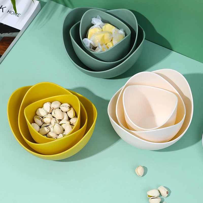 

Creative Combination Flower-Shaped Fruit Plate Snack Storage Three-Piece Set Cake Stand Plates Serving Tray Kawaii Kitchen
