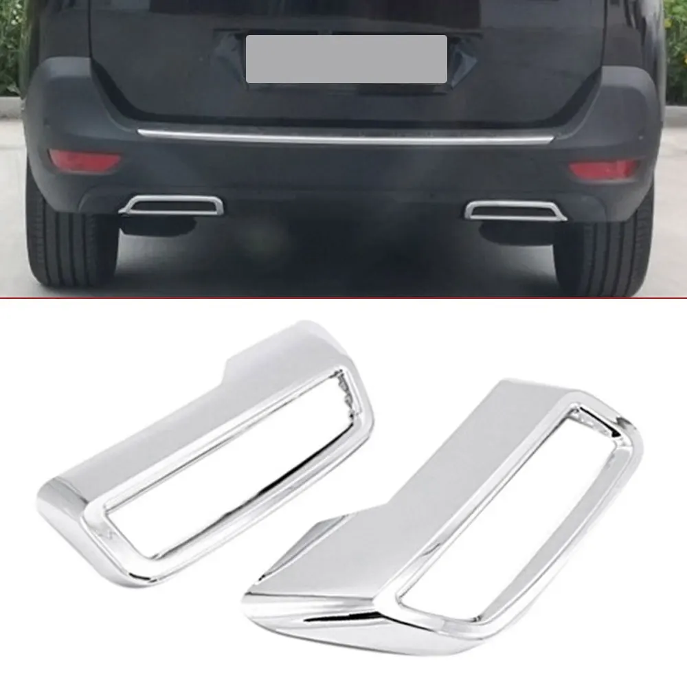 

2pcs Car Rear Exhaust Muffler End Tip End Pipe Sticker Cover Accessories Decor for Peugeot 3008 5008 2017 2018 2019 2020 2021