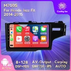 Автомагнитола M700S 8 + 128G IPS для Honda FIT JAZZ 2014-2015, автомагнитола, мультимедийный видеоплеер, навигация GPS, разъем 2 Din, Carplay AUTO