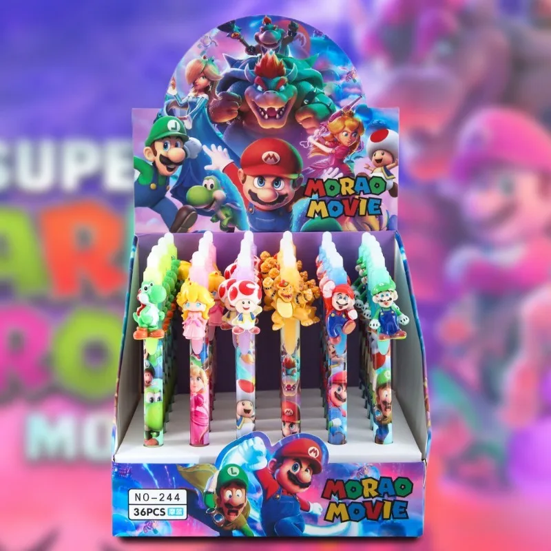 Фото Набор из 6/12 стираемых ручек Mario Touch Pen 3D с мультяшным дизайном, гладкие и легко стираемые, для студентов, подарок, канцелярские товары №1