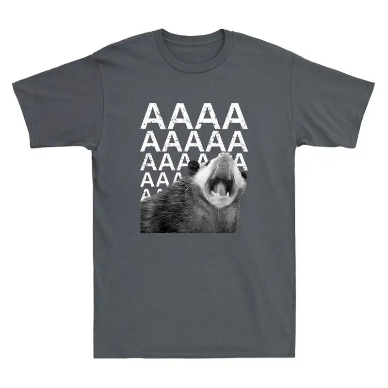 Фото Кричащий Possum Aaaa, милая забавная опоссум Dank Meme, винтажная мужская хлопковая футболка №1