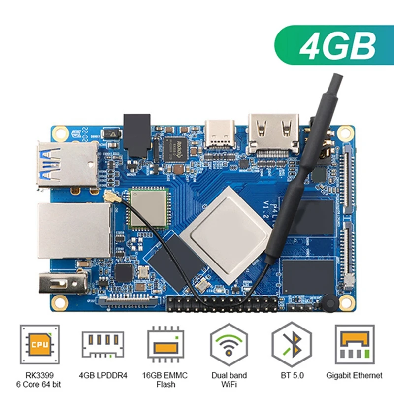 

For Qrange Pi 4 LTS Rockchip RK3399 4GB LPDDR4+Shell+Heat Sink +Cooling Fan Linux Programming Learning Development Board