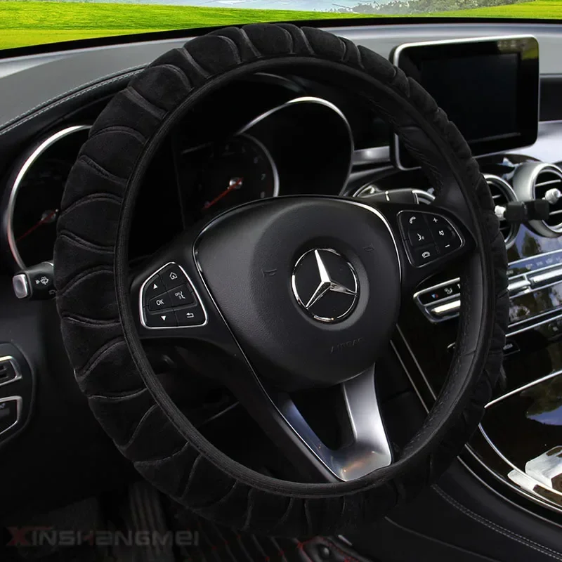 

37 см мягкий зимний теплый плюшевый чехол на руль автомобиля, защитная пленка, украшение, супер толстый плюшевый воротник для женщин и мужчин, автомобильные аксессуары