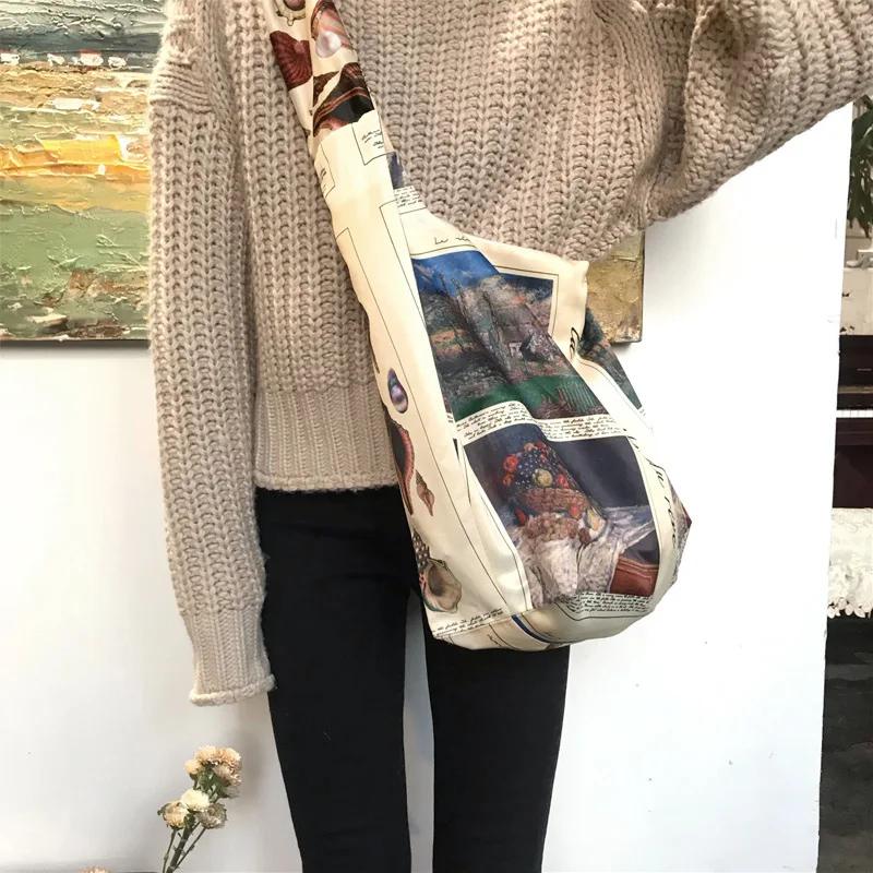 2022 New Women's Bag Handbag Double-sided Exquisite Satin Ins Single Shoulder Messenger Bag Women's Cloth Bag