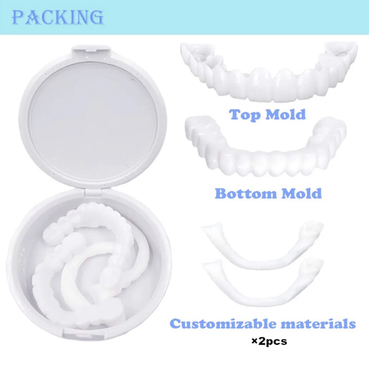 Силиконовые верхние/нижние виниры для искусственных зубов отбеливающая