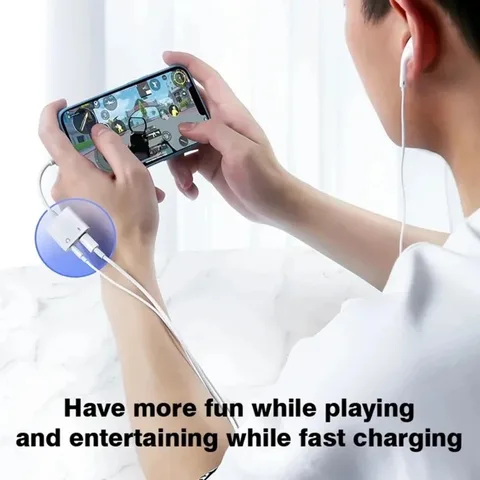 8-контактный разъем для наушников 3,5 мм, зарядное устройство, разветвитель, аудиоадаптер OTG для наушников IPhone 15 14 13 12 11 Pro Aux Jack